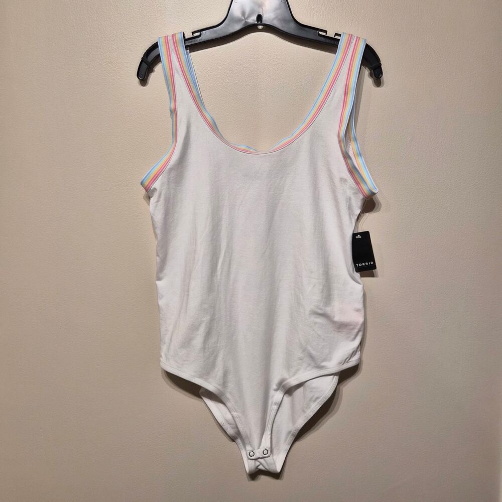 Torrid White Rib Rainbow Tank Bodysuit Size 1 1X 14-16 NWT